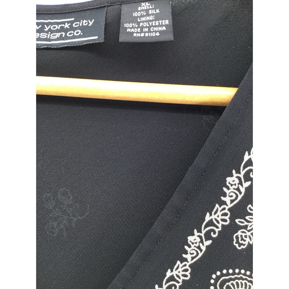 VTG New York City Design Co Silk Babydoll Top Black Boho XL Whimsigoth Y2K HH01 - Picture 12 of 16
